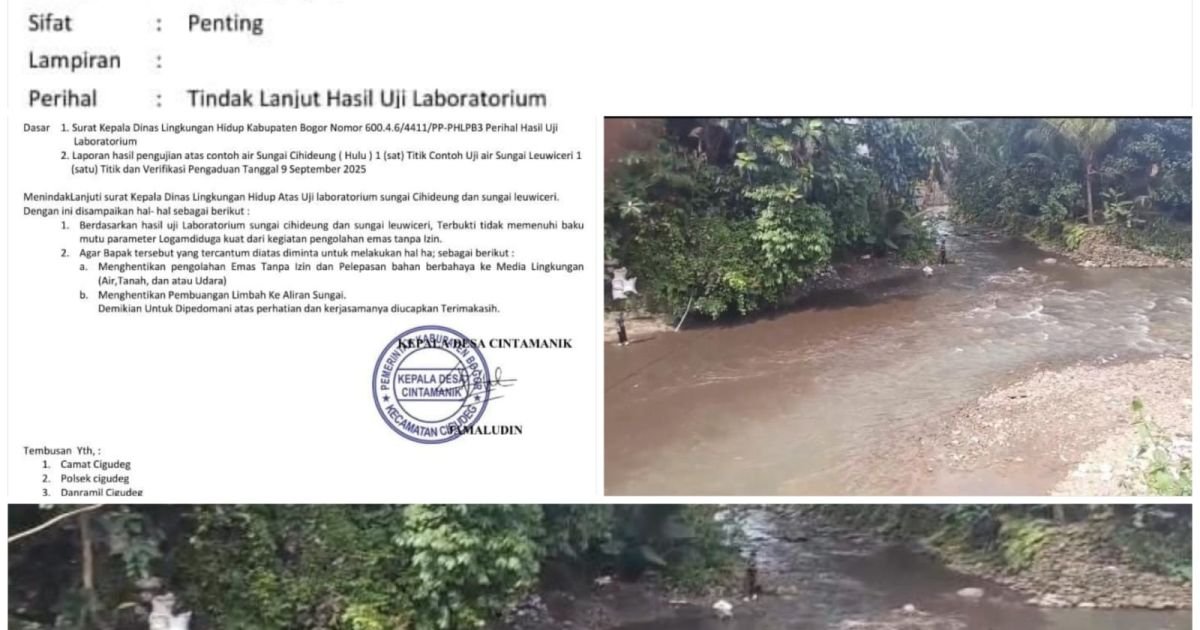 Dugaan Pencemaran Sungai Cihideng oleh Aktivitas PETI; Kades Surati DLH Kabupaten Bogor dan Muspika